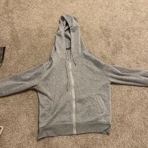 gray zip up hoodie